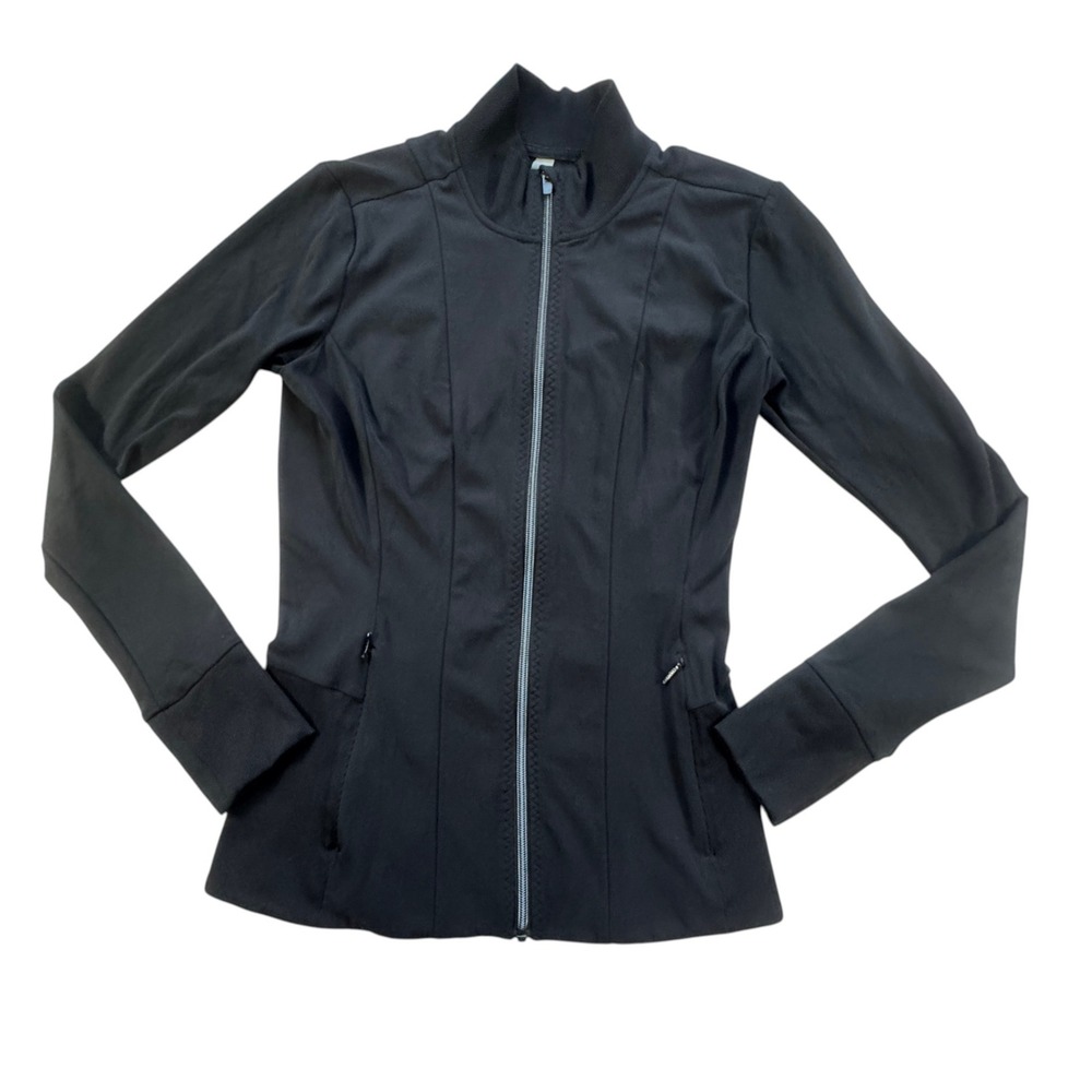 Athleta Shanti Jacket Womens Small Black Zip Thumbhole Athletic Yoga Performance